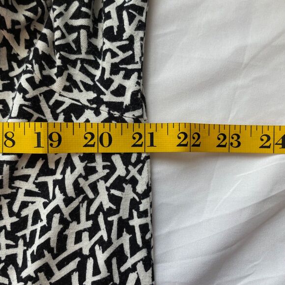J Jill L Wearever Black & White Line Print Midi Dress Casual Modern Comfort - Picture 11 of 12